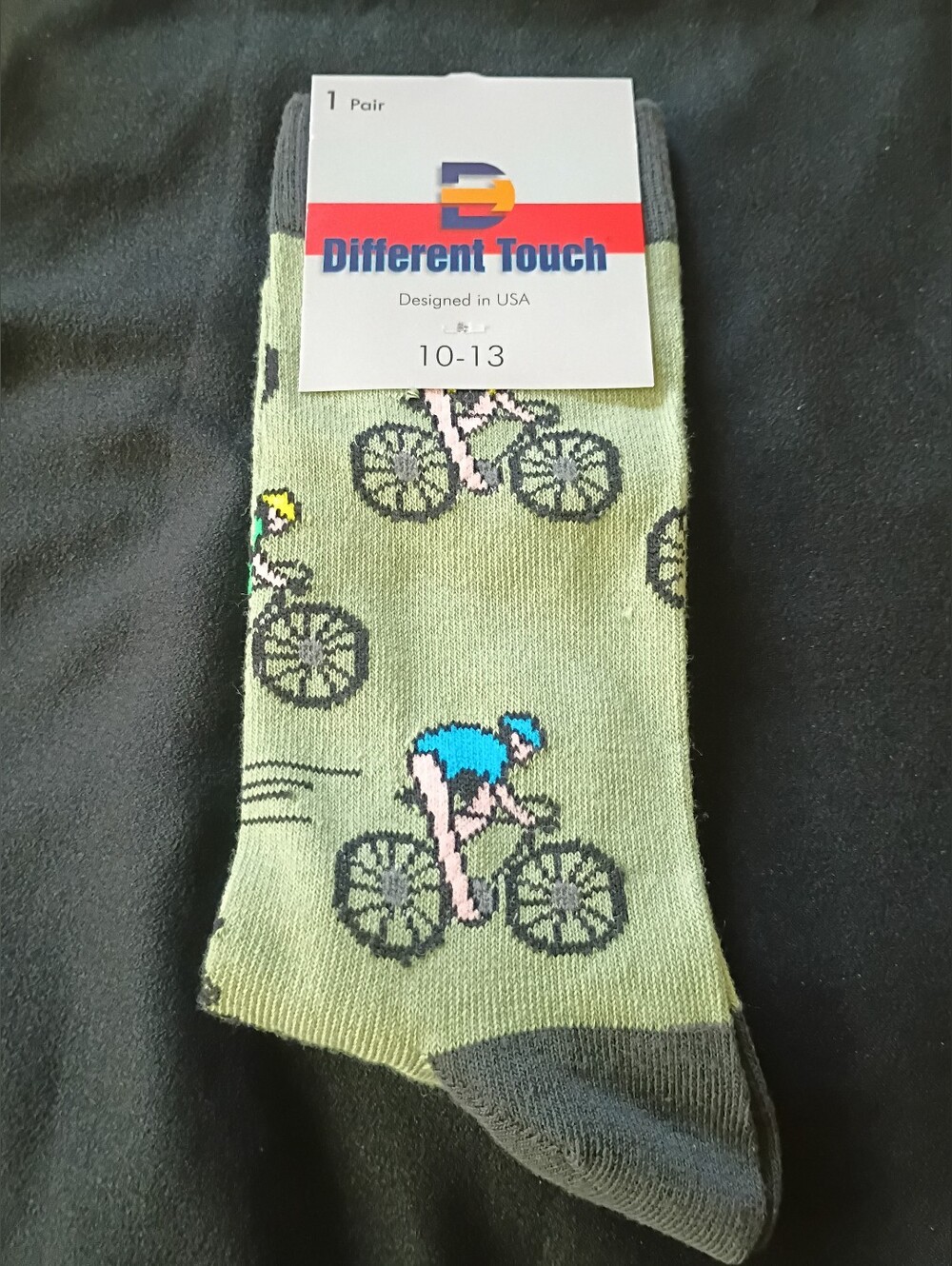 Men’s Green Cyclist Crew Socks - Size 10-13